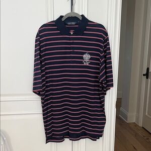 POLO GOLF Navy and Pink Striped Polo Shirt